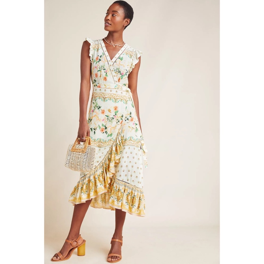 Anthropologie Tea Rose Wrap Dress x Farm Rio